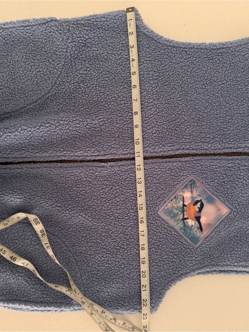 Vtg Jackye Mills Fleece Vest M Blue Periwinkle Bird Graphic Wearable Art Canada - Picture 5 of 11